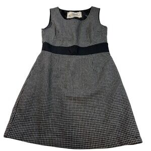 Houndstooth‎ A-Line Sleeveless Dress with Black Waistband